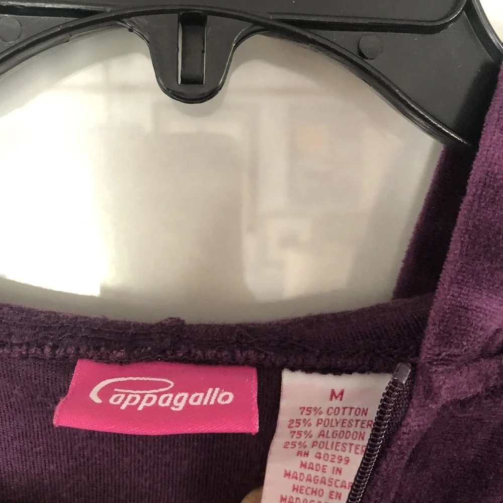 Cappagallo Purple Full Zip Velour Track Jacket Sz M A2361